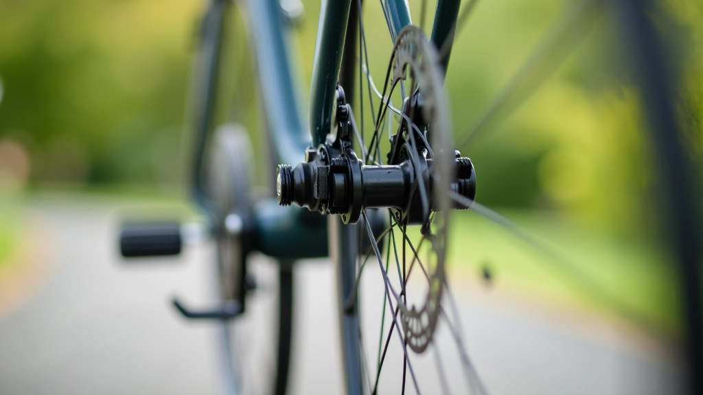 Bicycle brake system inspection, showing brake pads and caliper alignment on wheel rim